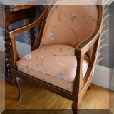 F04. Pair of inlay parlor chairs. 35”h x 22”w x 25”d 